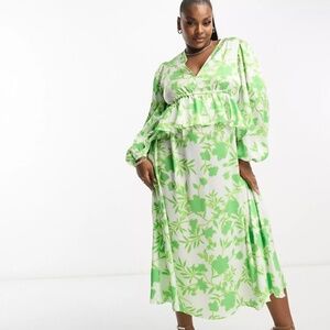 Green Floral Midi Dress